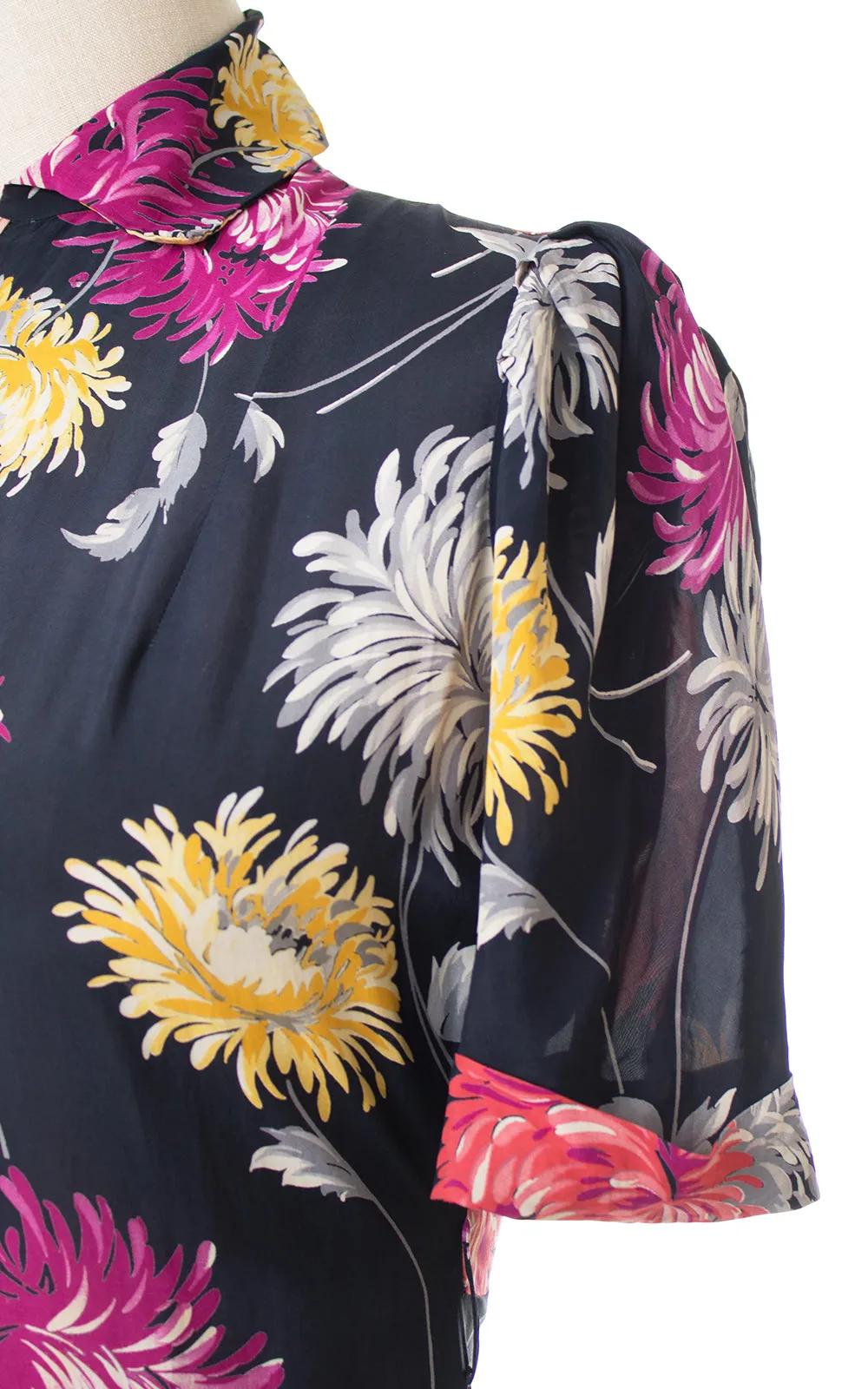 1940s Saybury Floral Cold Rayon Maxi Dress | medium/large