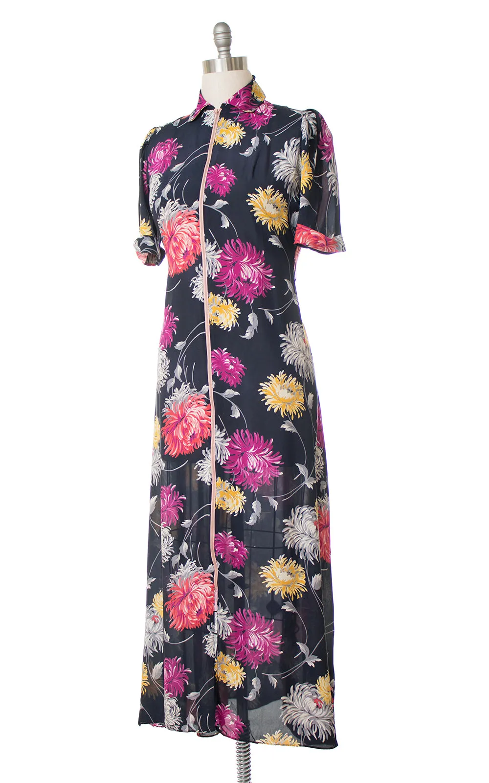 1940s Saybury Floral Cold Rayon Maxi Dress | medium/large