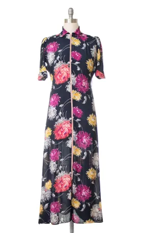 1940s Saybury Floral Cold Rayon Maxi Dress | medium/large