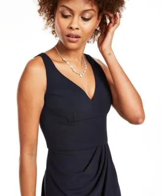 ADRIANNA PAPELL Womens Navy Spaghetti Strap V Neck Full-Length Formal Pencil Dress