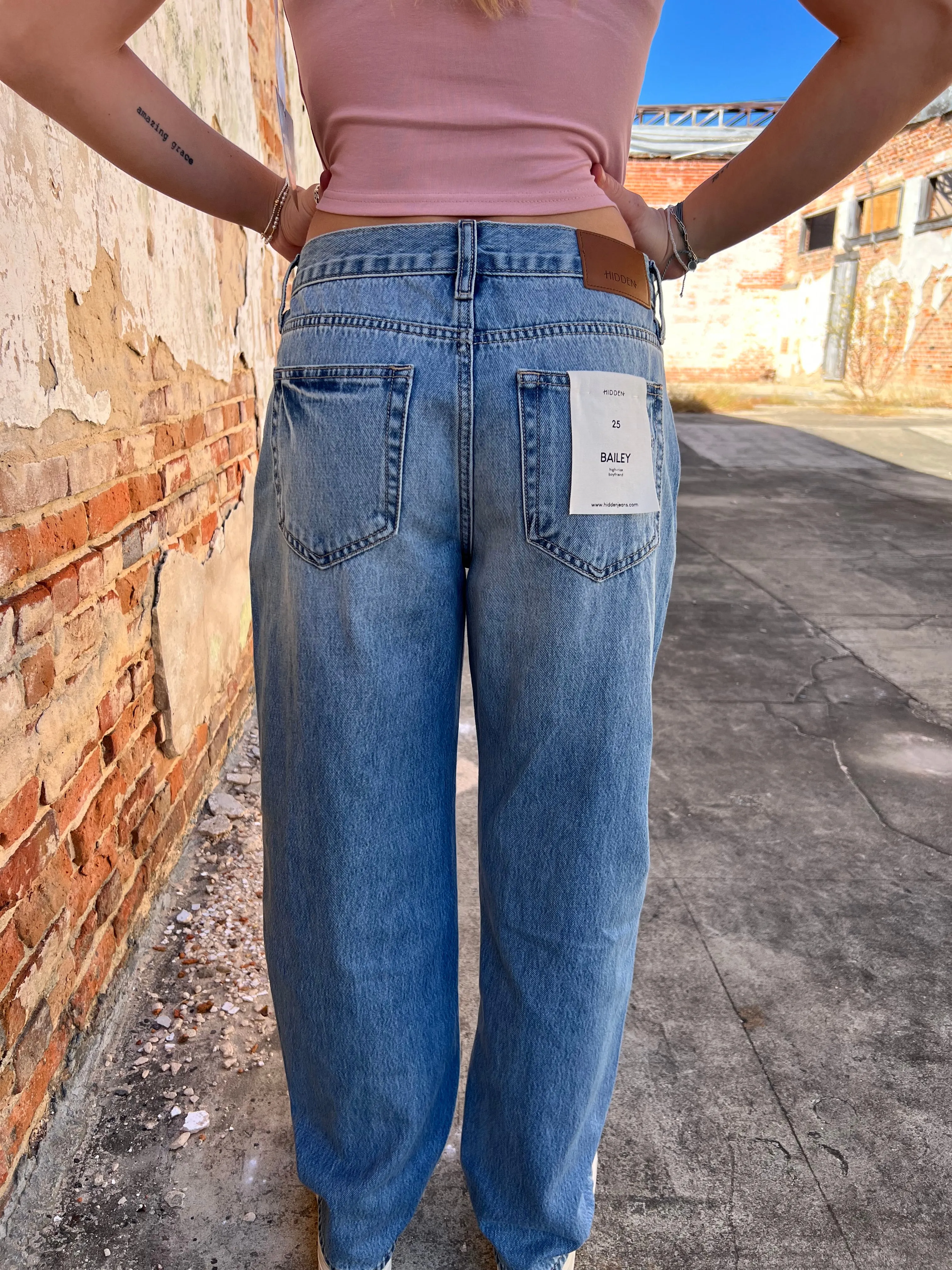 Bailey Medium Wash Classic Relaxed Boyfriend Jeans