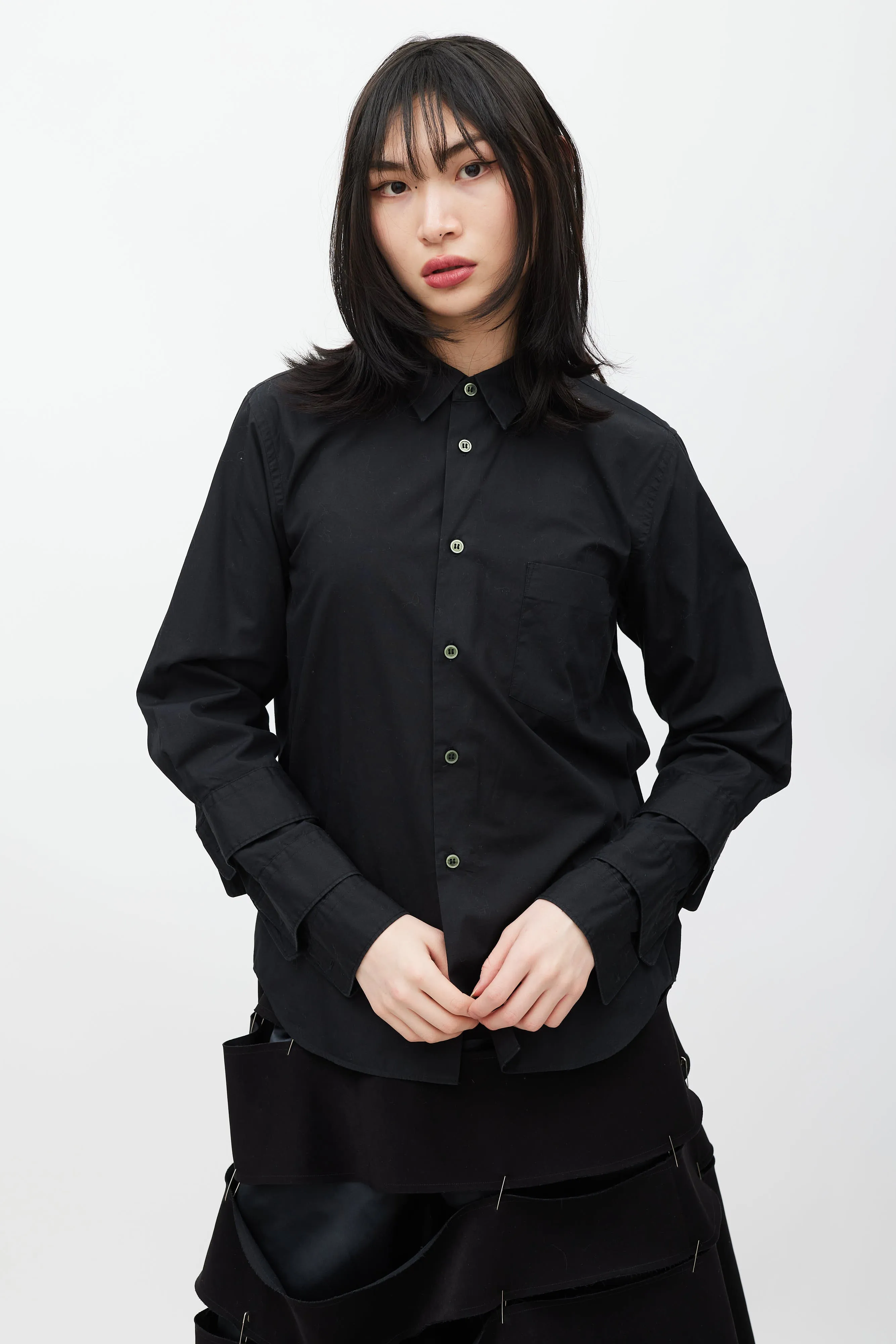 Black Layered Sleeve Shirt