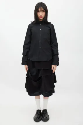 Black Layered Sleeve Shirt