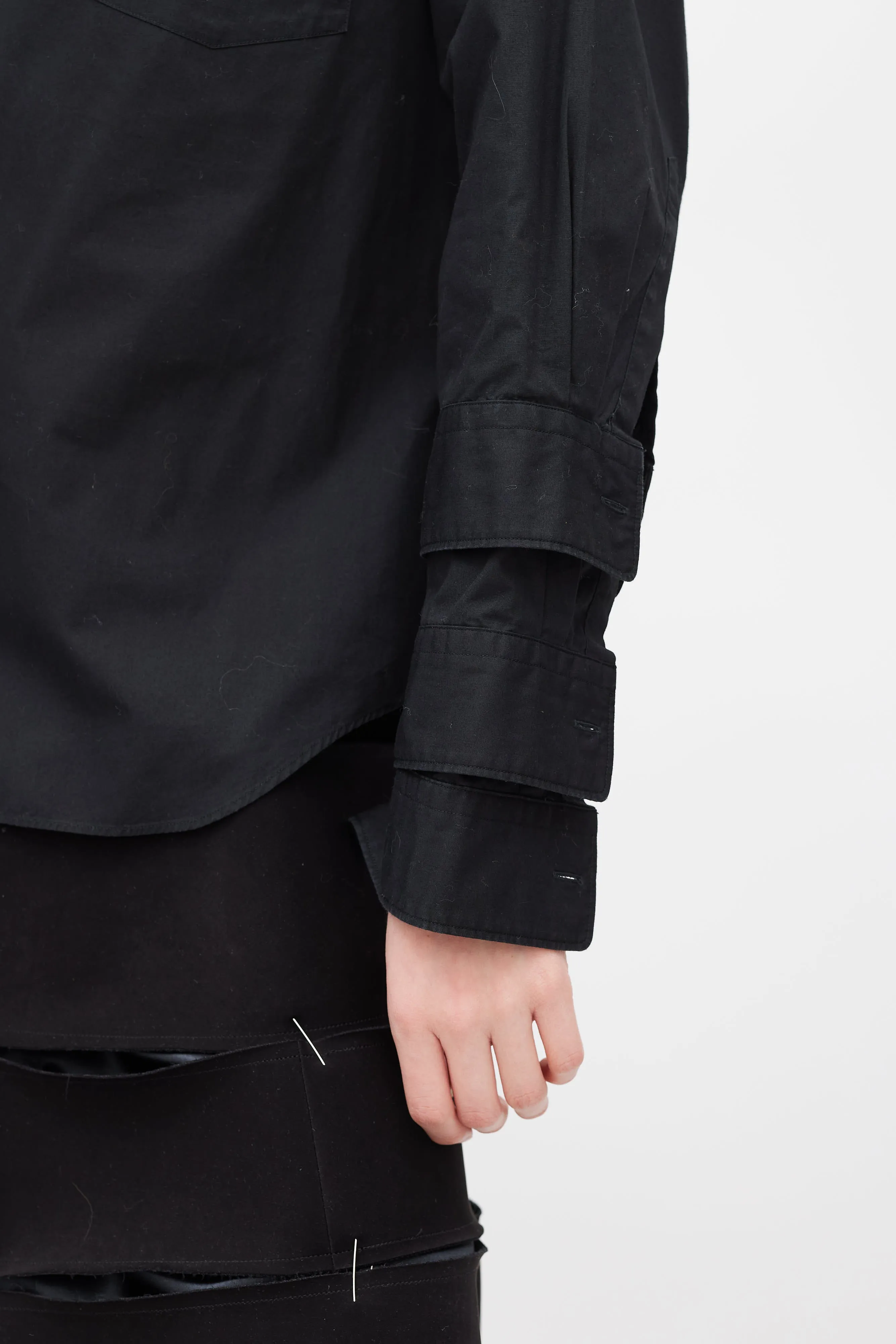 Black Layered Sleeve Shirt