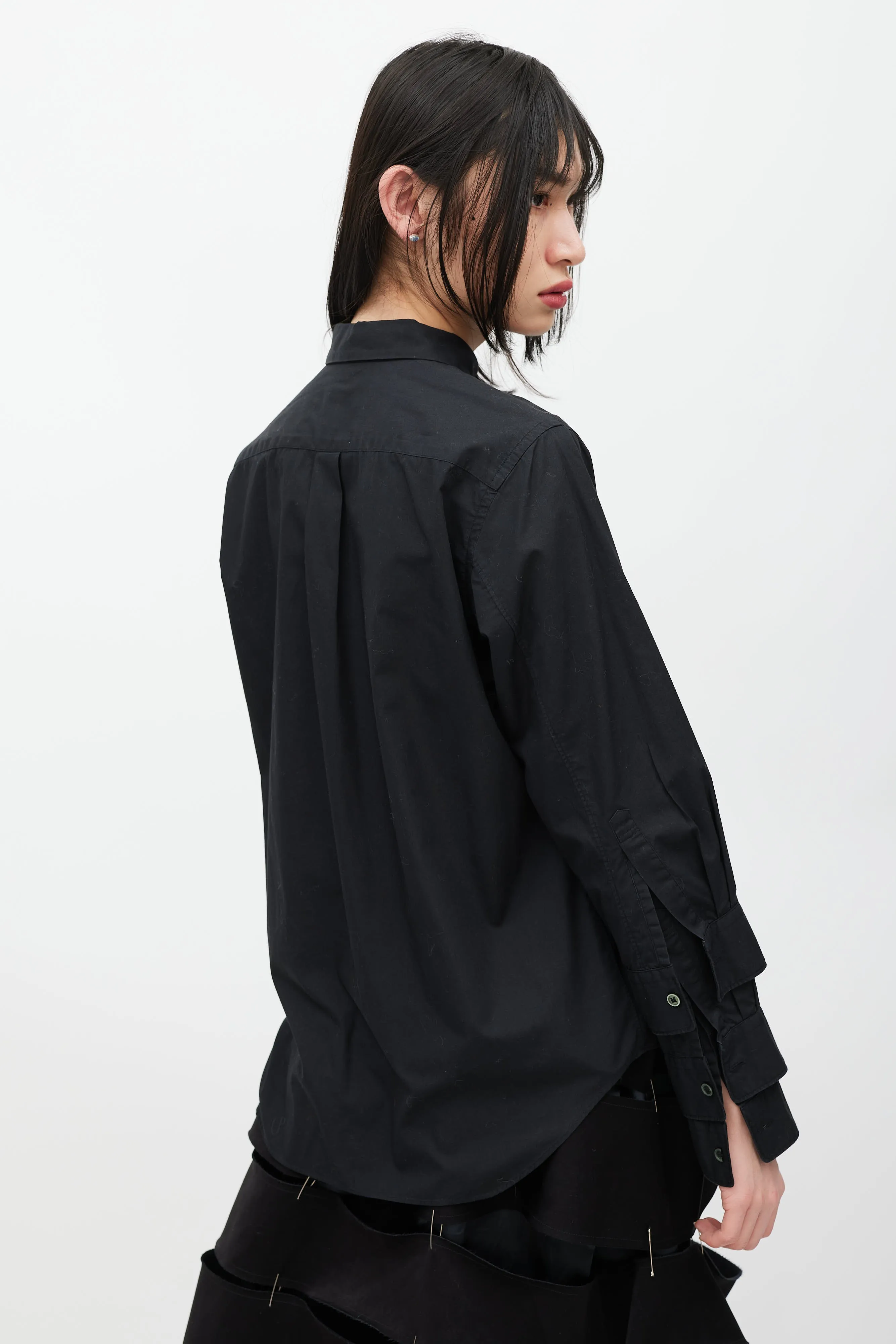Black Layered Sleeve Shirt