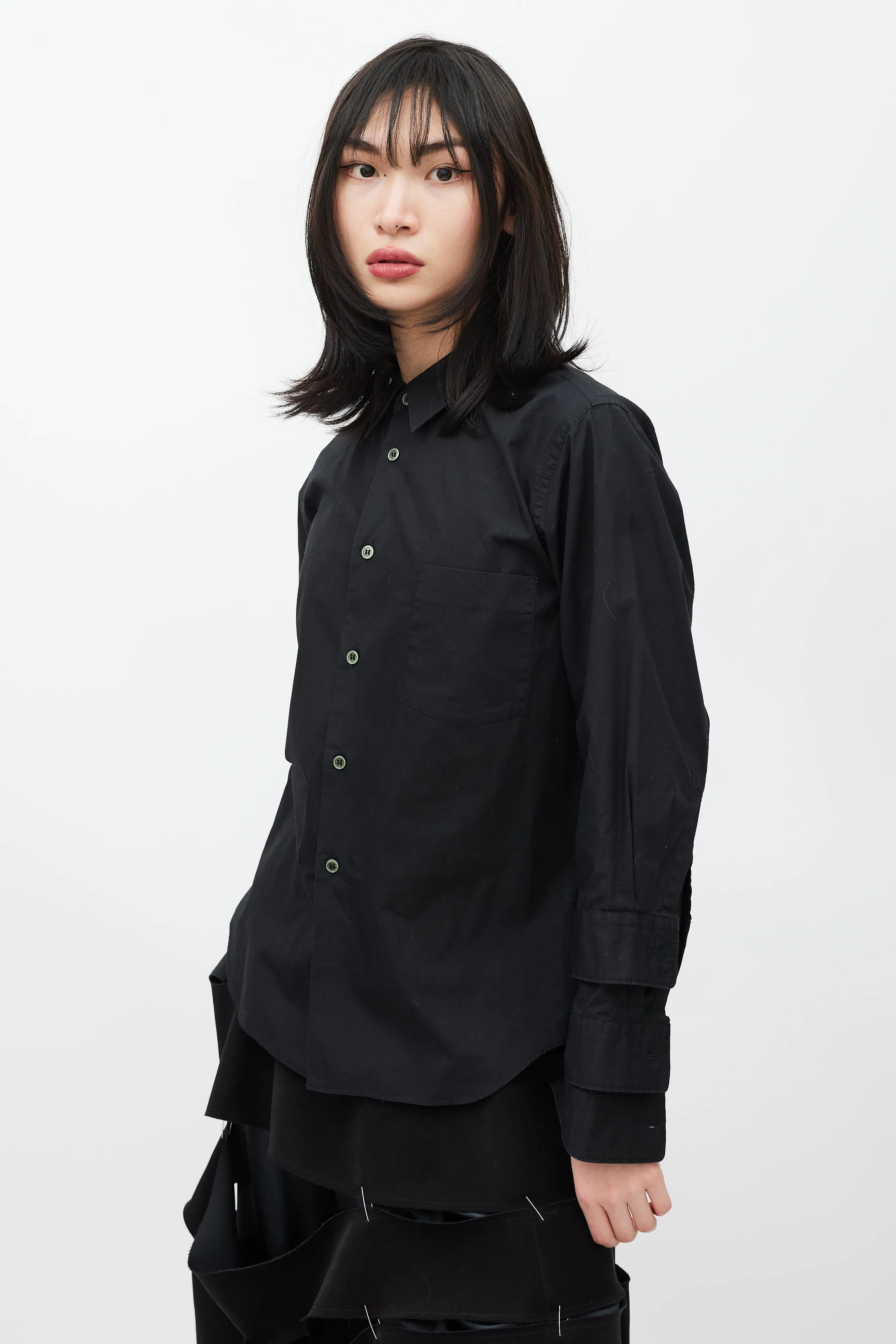 Black Layered Sleeve Shirt