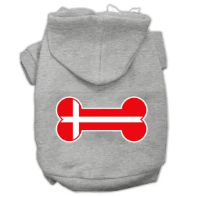 Bone Shaped Denmark Flag Screen Print Pet Hoodies Grey Xl (16)