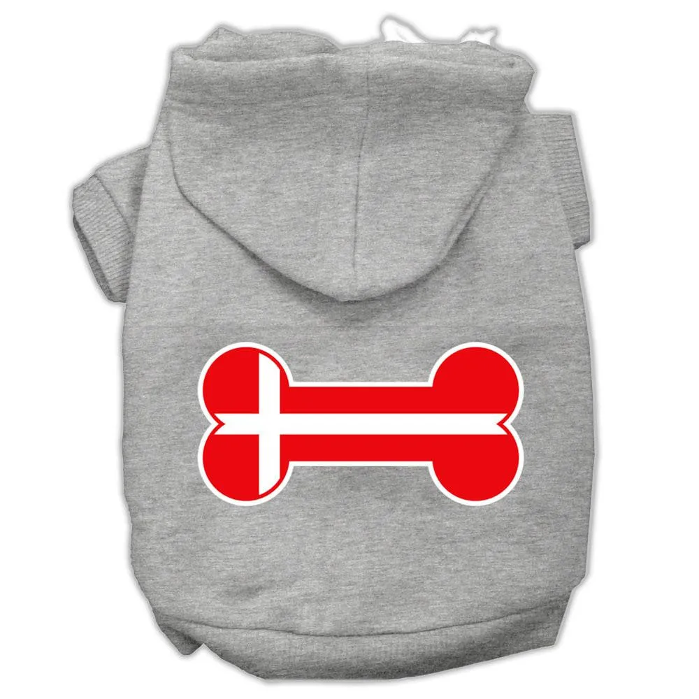 Bone Shaped Denmark Flag Screen Print Pet Hoodies Grey Xl (16)
