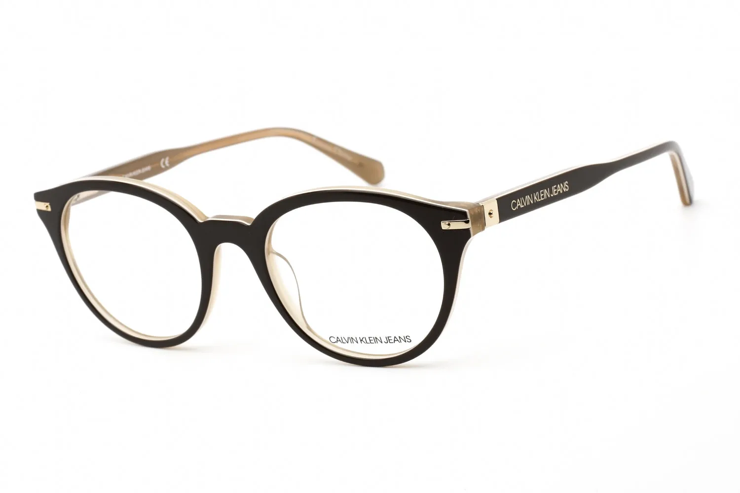 Calvin Klein Jeans  Round Eyeglasses in Black  Gold