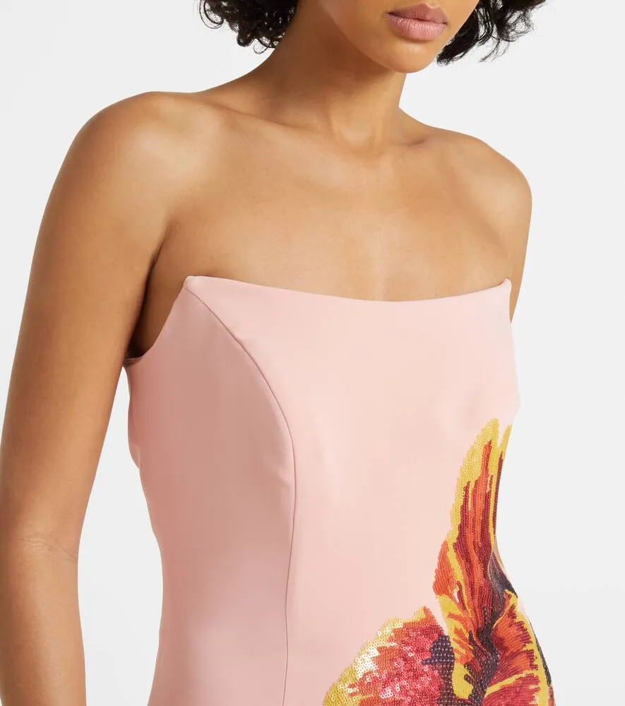 Costarellos Margita floral cr√É¬™pe corset gown