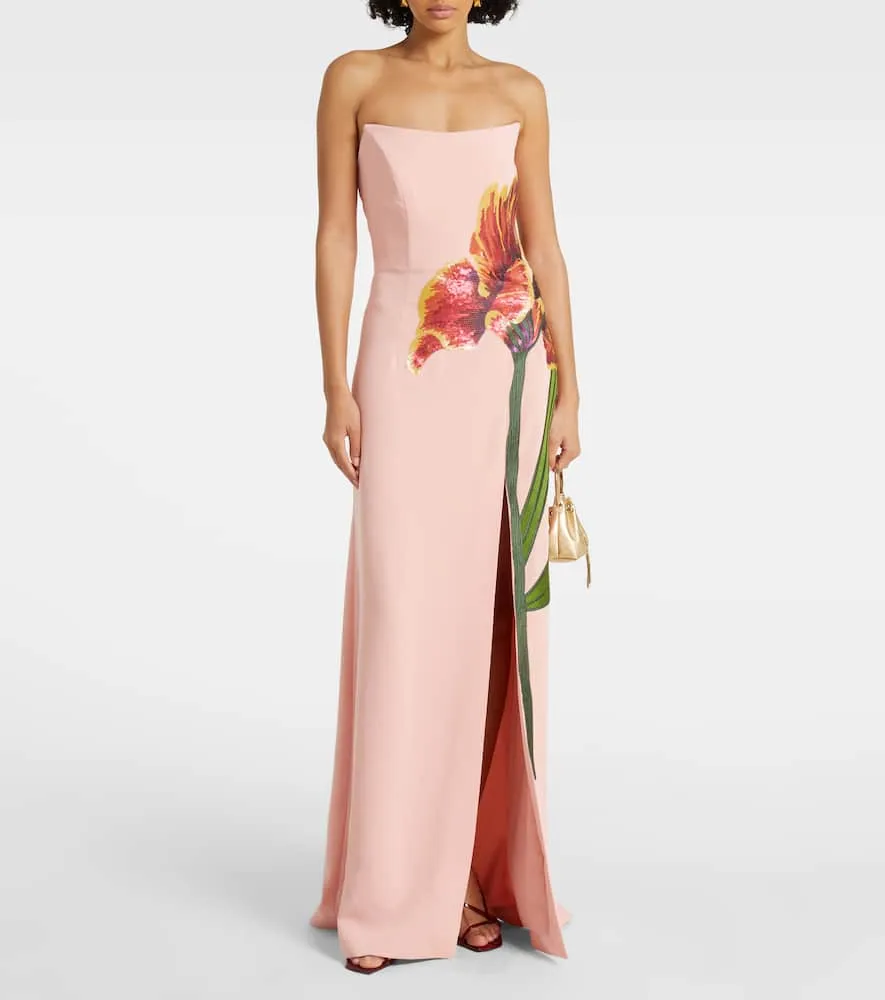 Costarellos Margita floral cr√É¬™pe corset gown