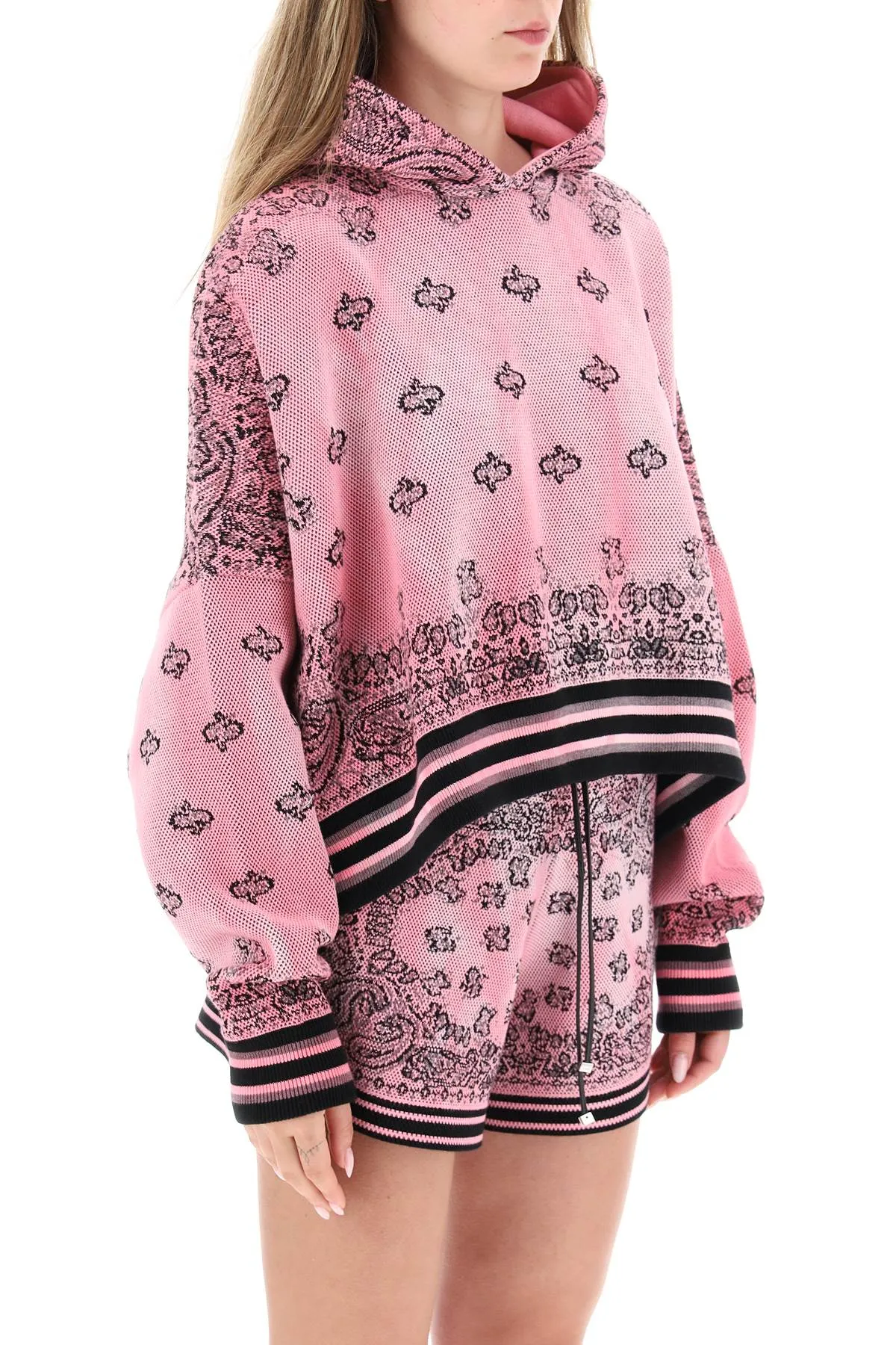 cropped hoodie with bandana motif