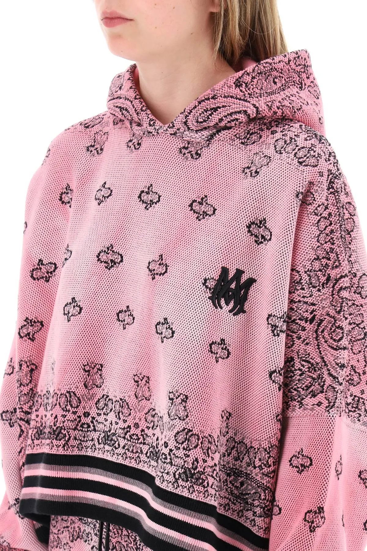 cropped hoodie with bandana motif