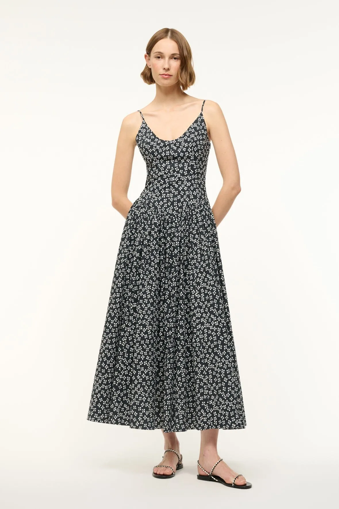 Dena Dress Black Woodblock Floral