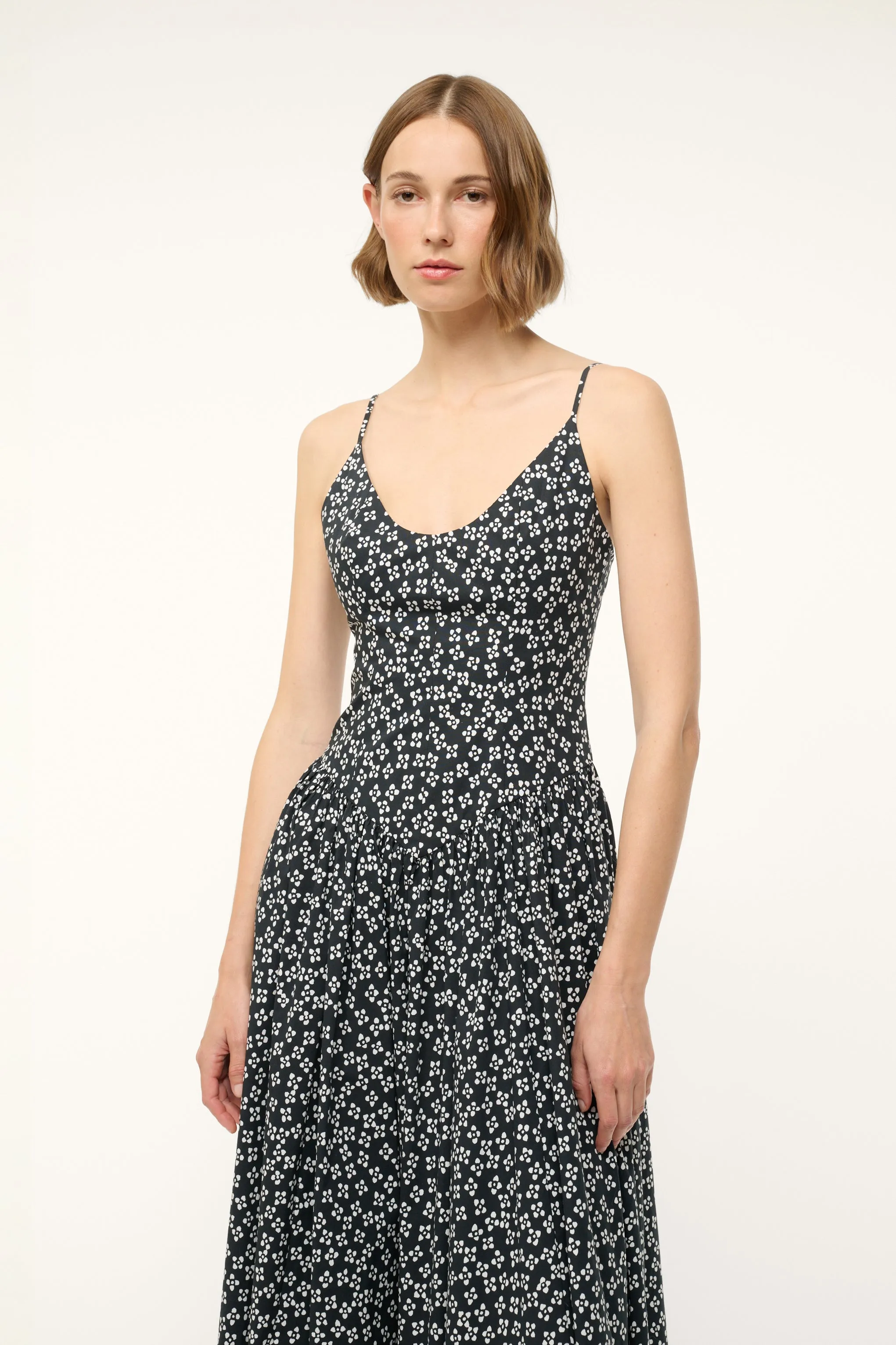 Dena Dress Black Woodblock Floral