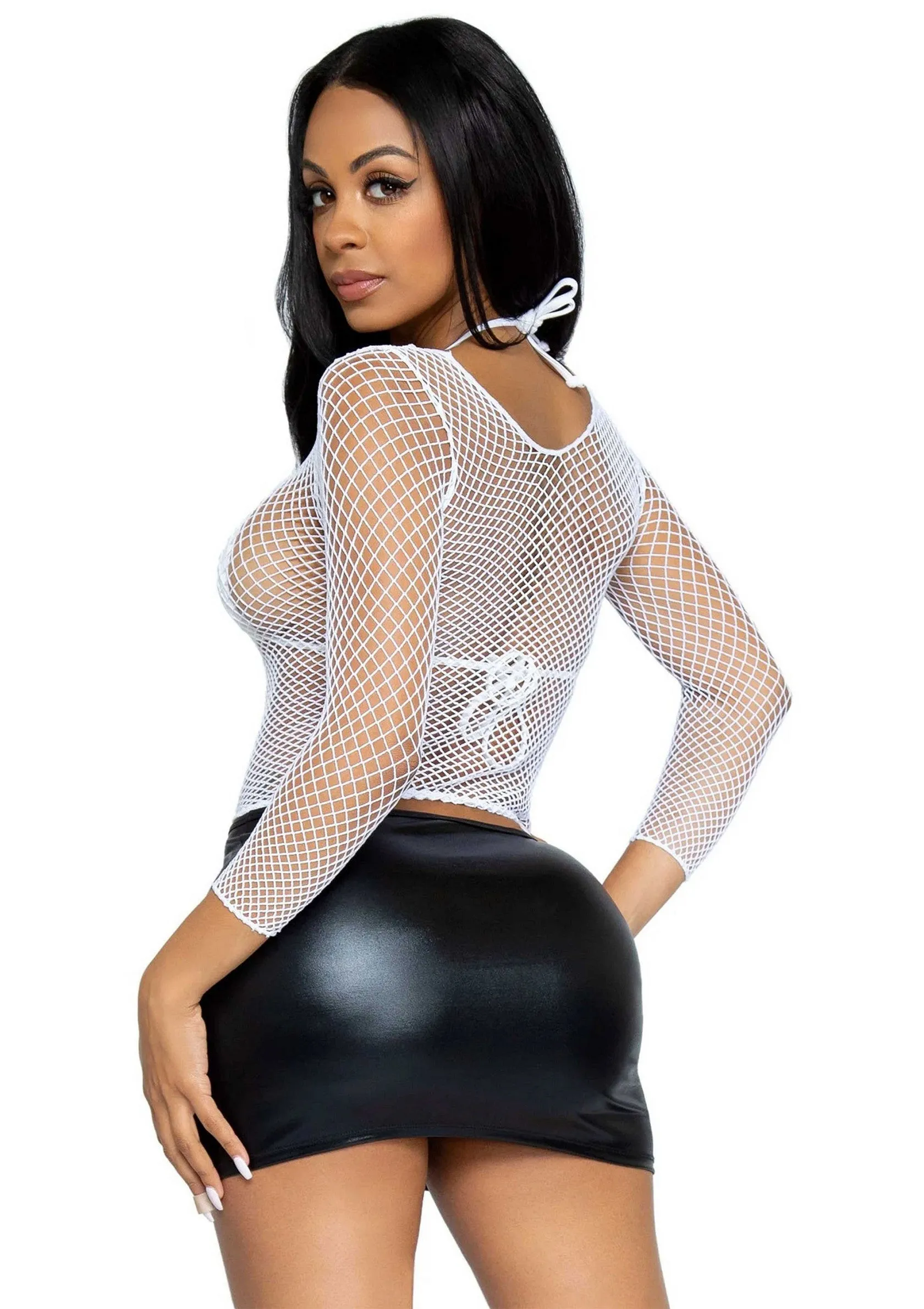 Elastane Long Sleeved Fishnet Shirt