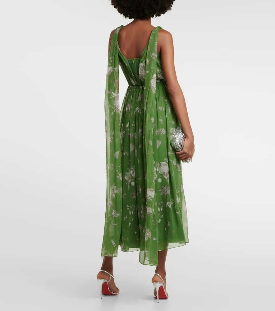 Erdem Floral caped silk maxi dress