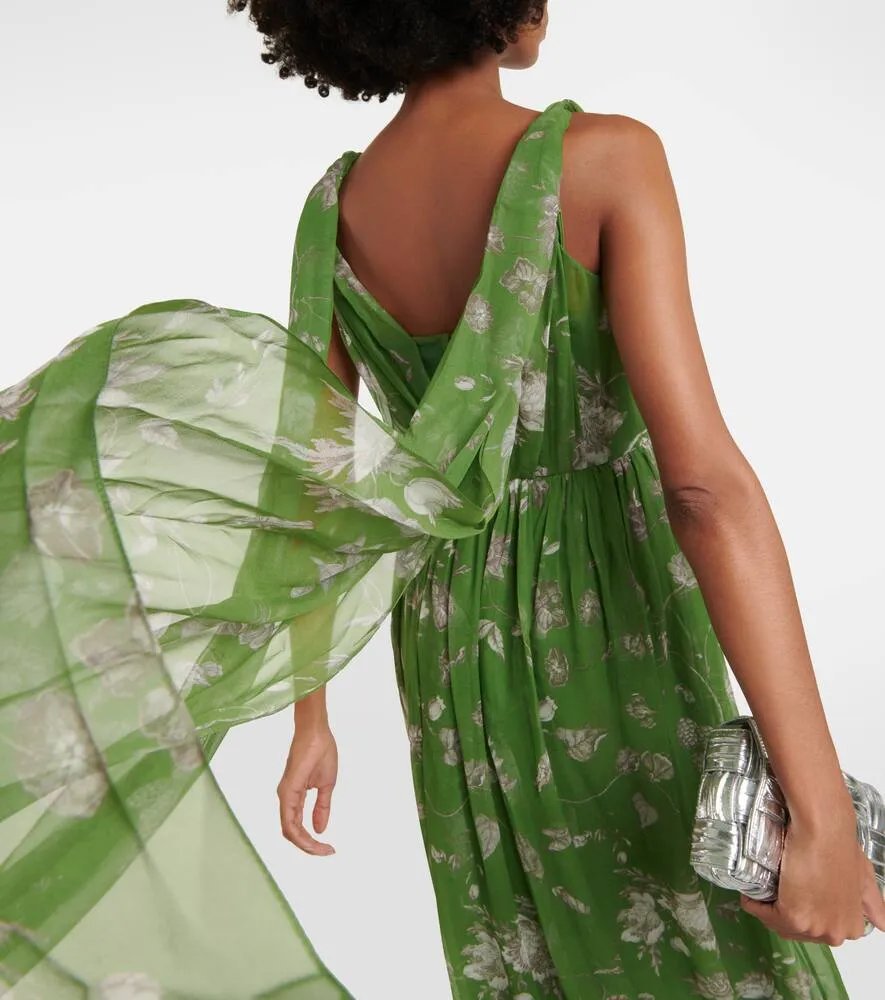 Erdem Floral caped silk maxi dress