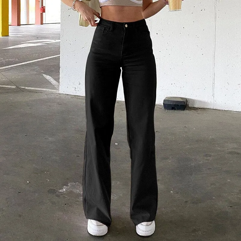 Fashion Loose Jeans Women's High-waist Stretch Wide-leg Straight-leg Pants Women's Casual and Comfortable Denim Mother Pants
