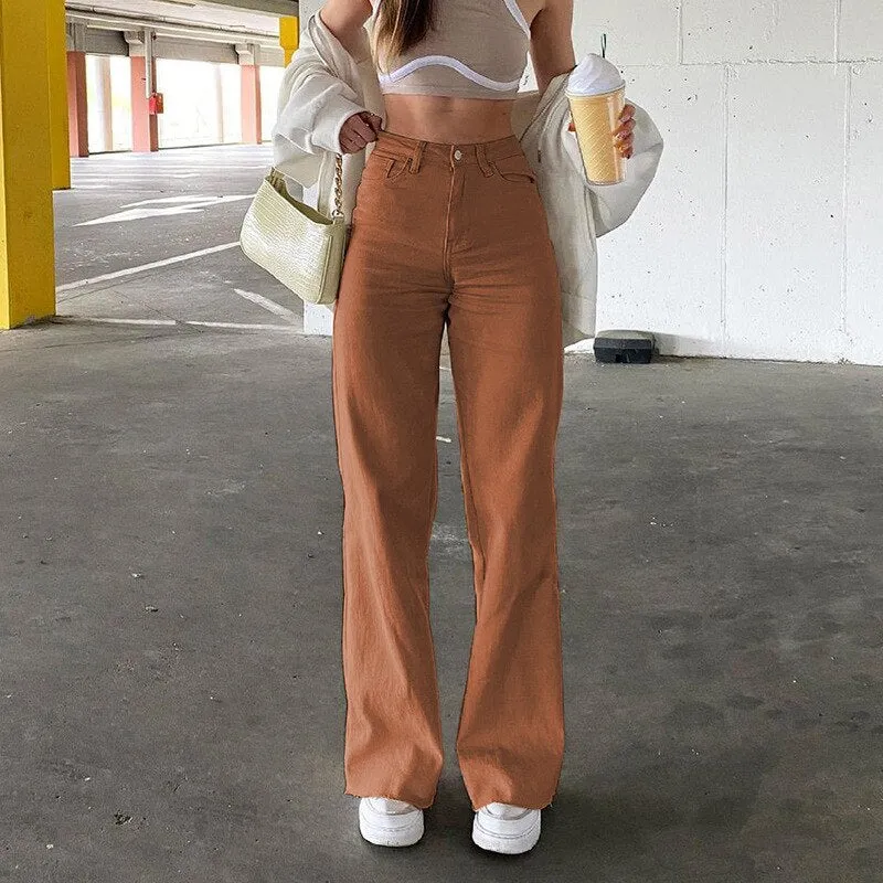 Fashion Loose Jeans Women's High-waist Stretch Wide-leg Straight-leg Pants Women's Casual and Comfortable Denim Mother Pants