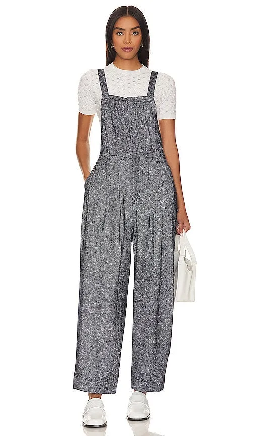Free People Leonie Menswear One Piece In Navy Combo in Navy