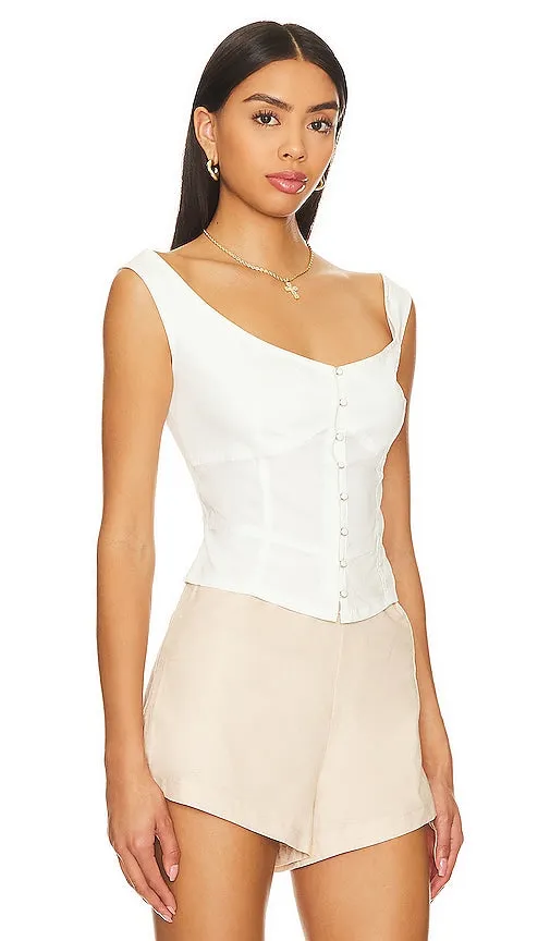 Free People Sally Solid Corset Top In Bright White in White
