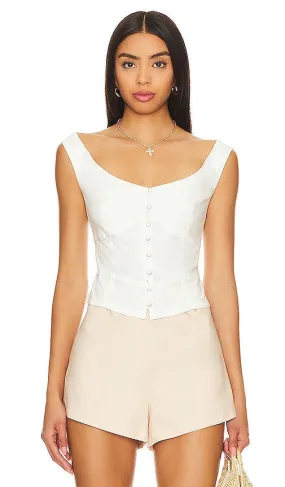 Free People Sally Solid Corset Top In Bright White in White