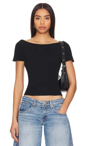 Free People X Intimately FP Ribbed Seamless Off Shoulder Top In Black in Black
