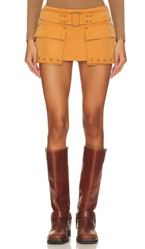 Free People x REVOLVE Suede Micro Mini Skort in Tan