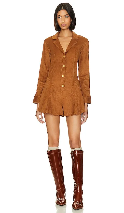Free People x REVOLVE Wanderlust Faux Suede Shortall in Tan