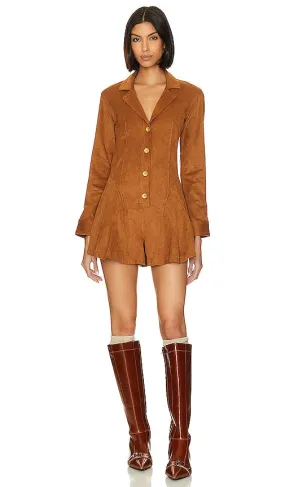 Free People x REVOLVE Wanderlust Faux Suede Shortall in Tan