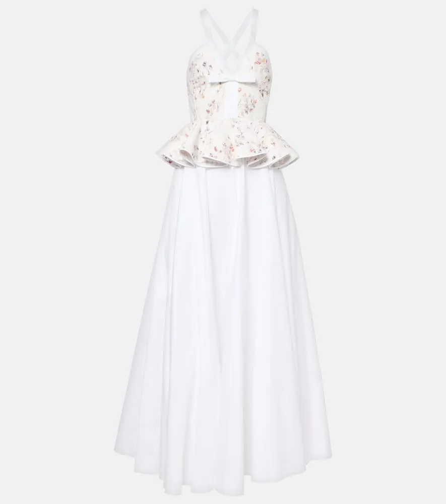 Giambattista Valli Ruffled floral lace gown