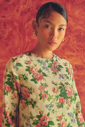 Heritage Brocade Kurung Top in Chamomile