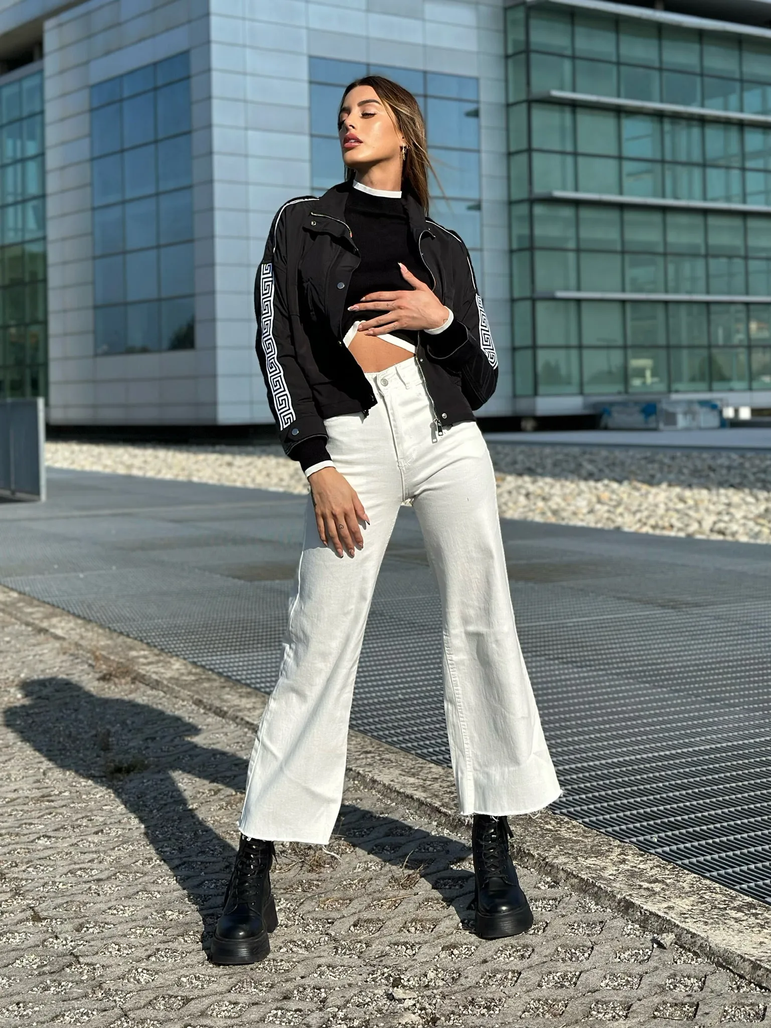 Jeans wide leg easy bianco