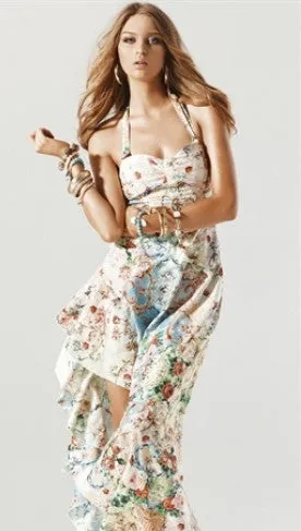 Kitten Pink Bellini Maxi Dress in Venetian Floral
