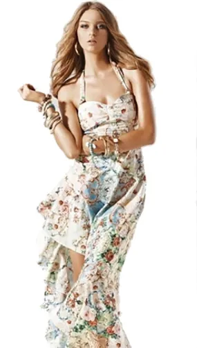 Kitten Pink Bellini Maxi Dress in Venetian Floral