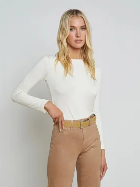 L'Agence Tess Long Sleeve Crew in Vintage White