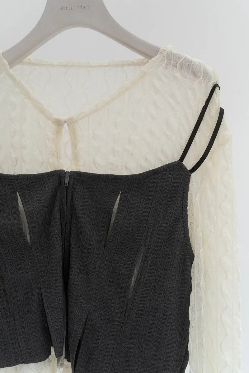 layered sheer tops/2color