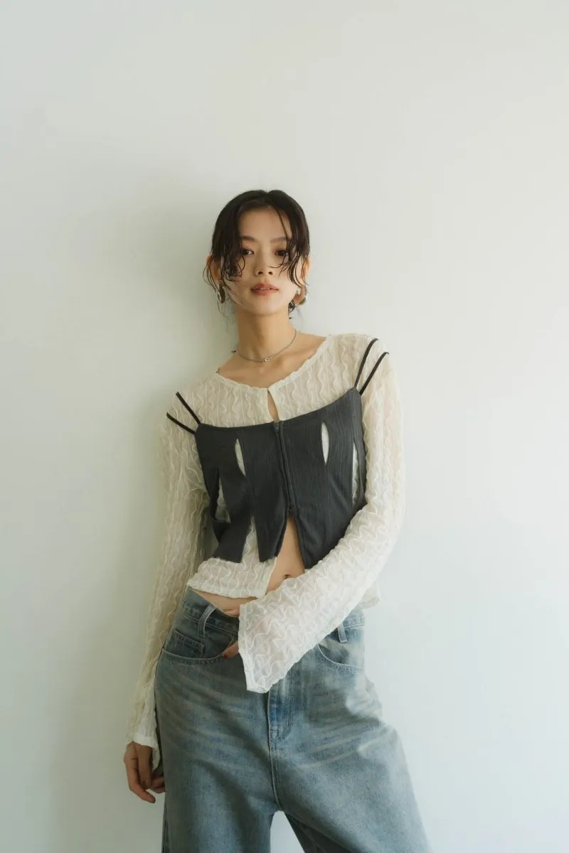 layered sheer tops/2color