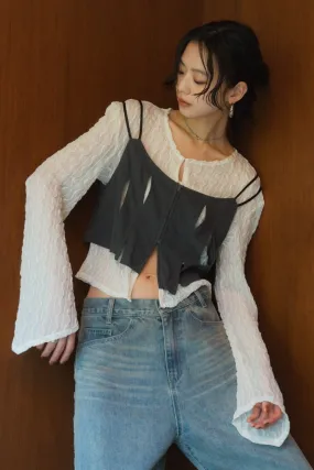 layered sheer tops/2color