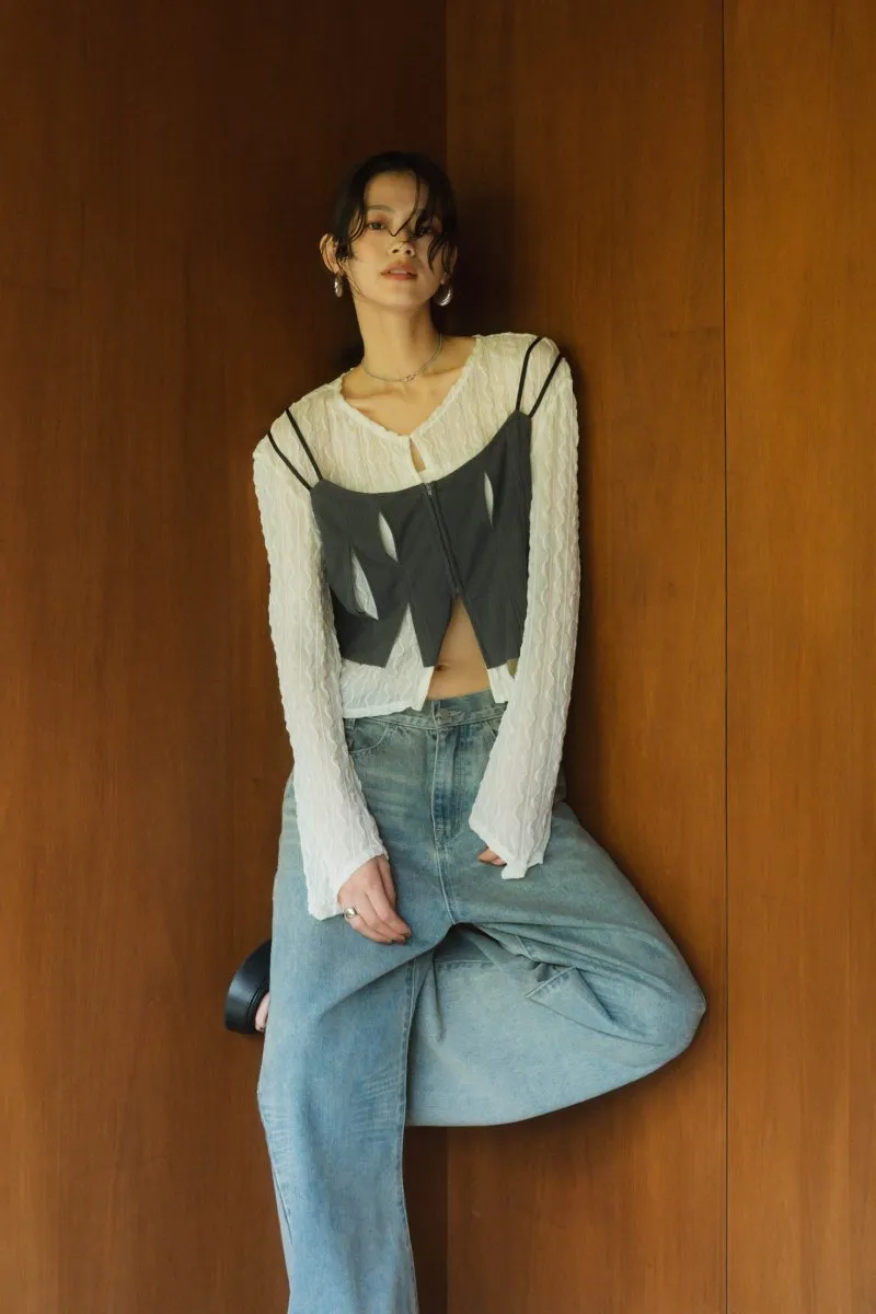 layered sheer tops/2color