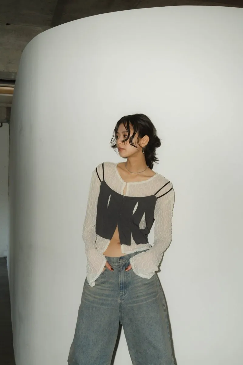 layered sheer tops/2color