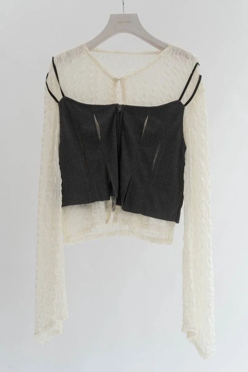 layered sheer tops/2color