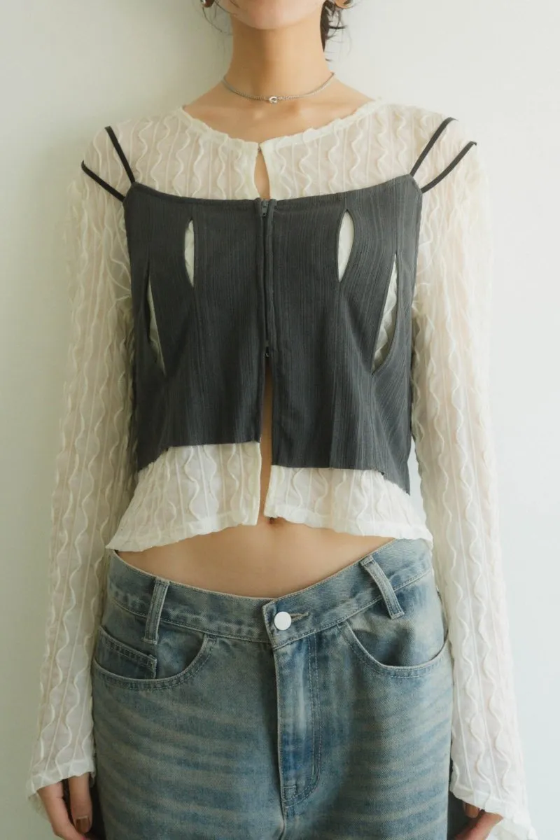 layered sheer tops/2color