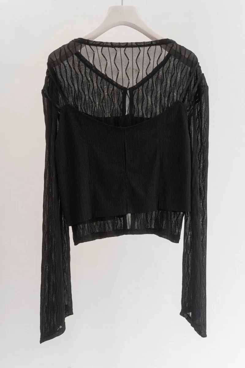 layered sheer tops/2color