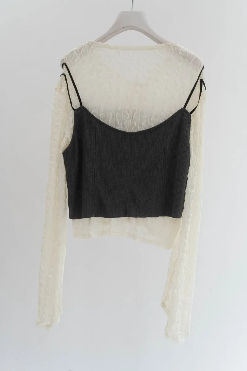 layered sheer tops/2color