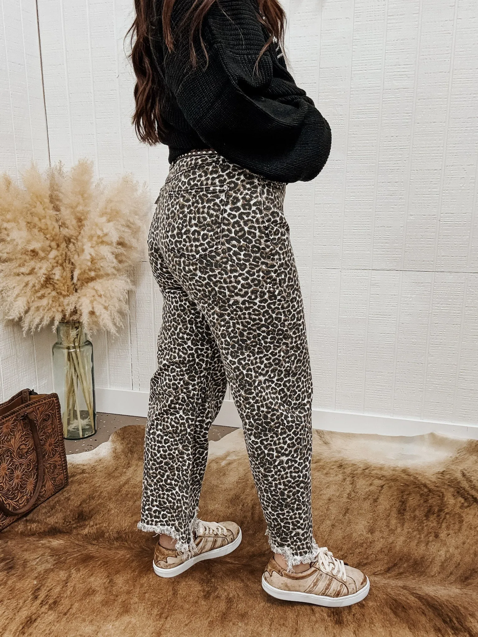 Leopard Barrel Jeans