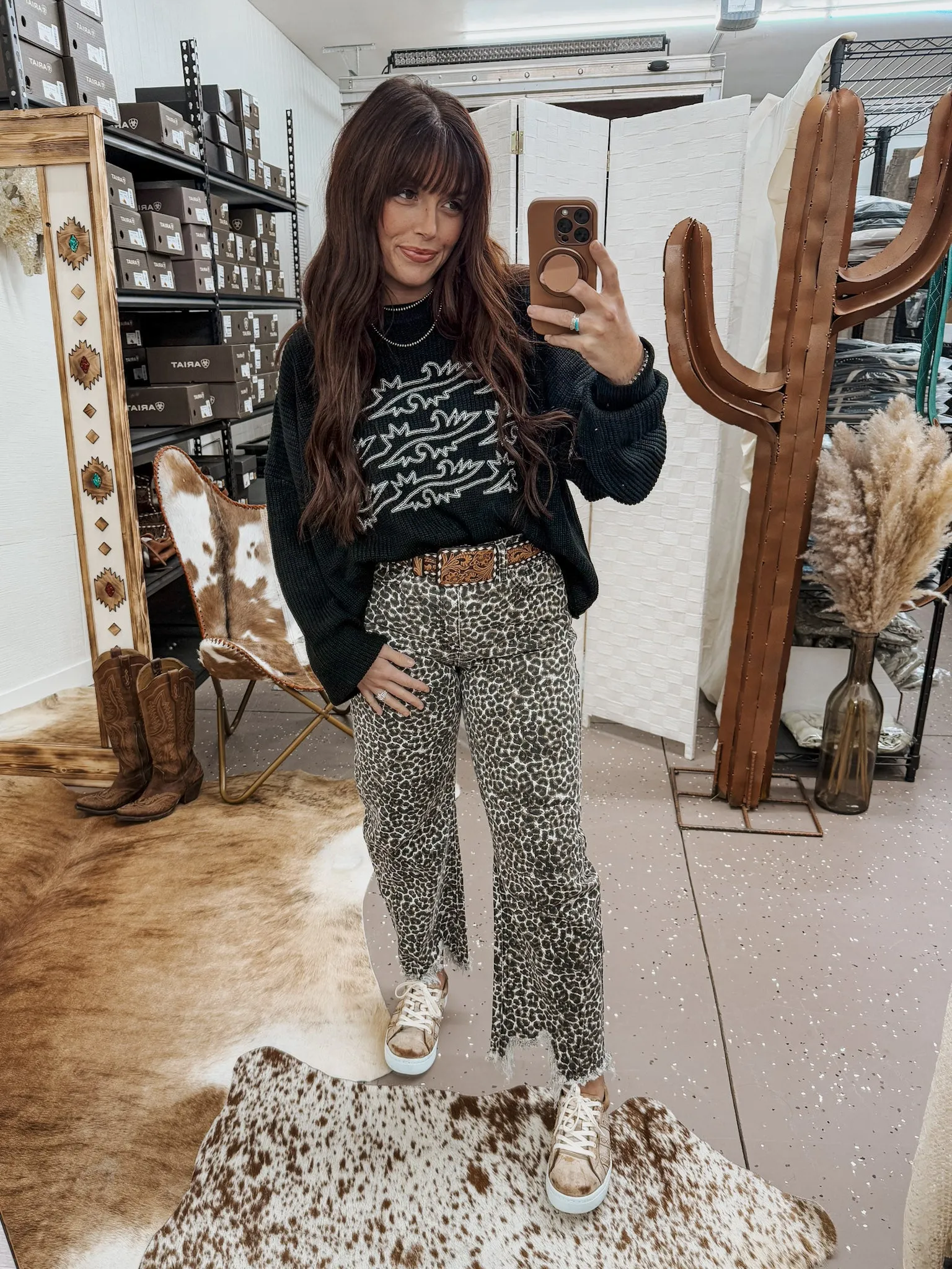 Leopard Barrel Jeans