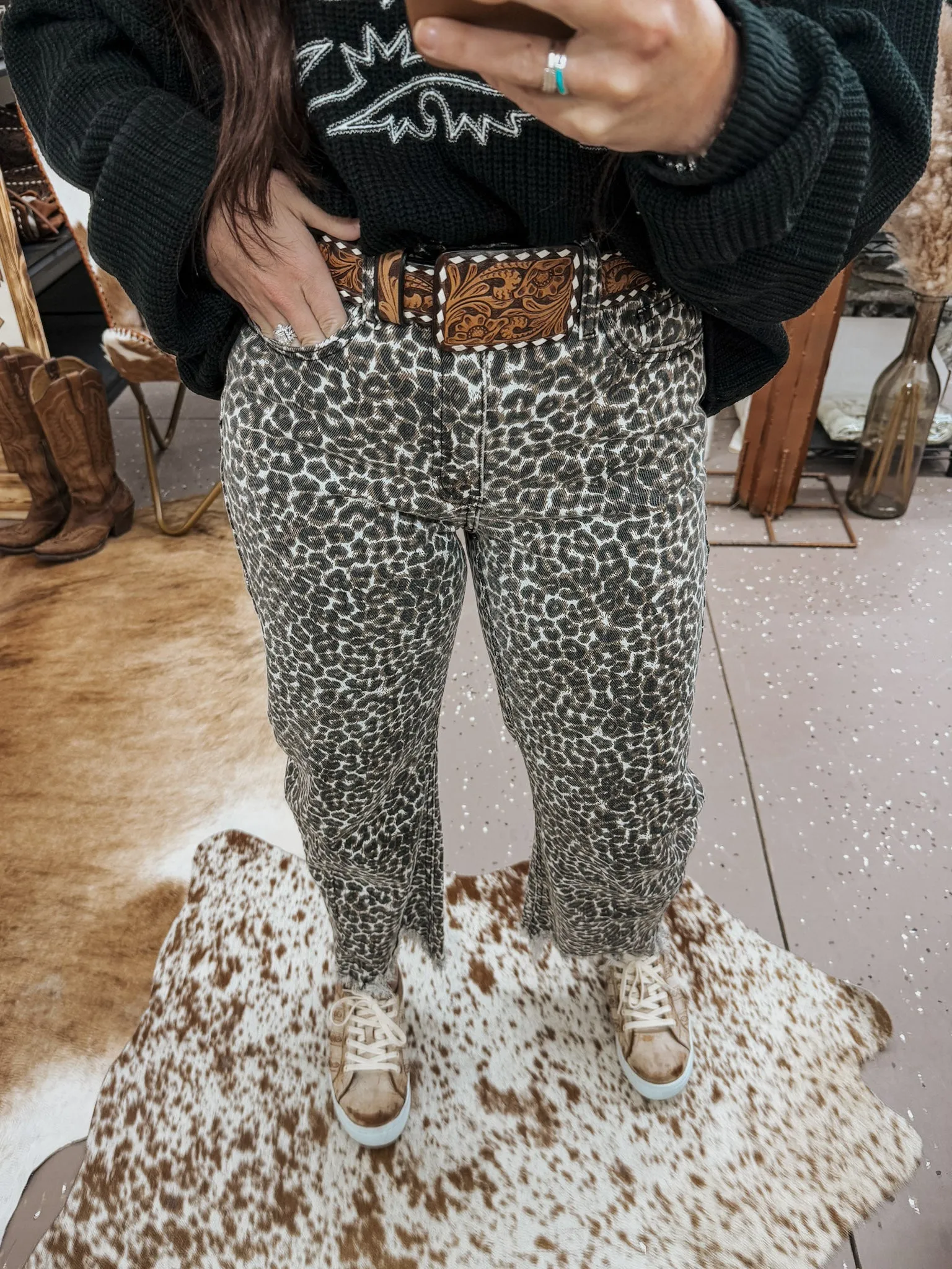 Leopard Barrel Jeans