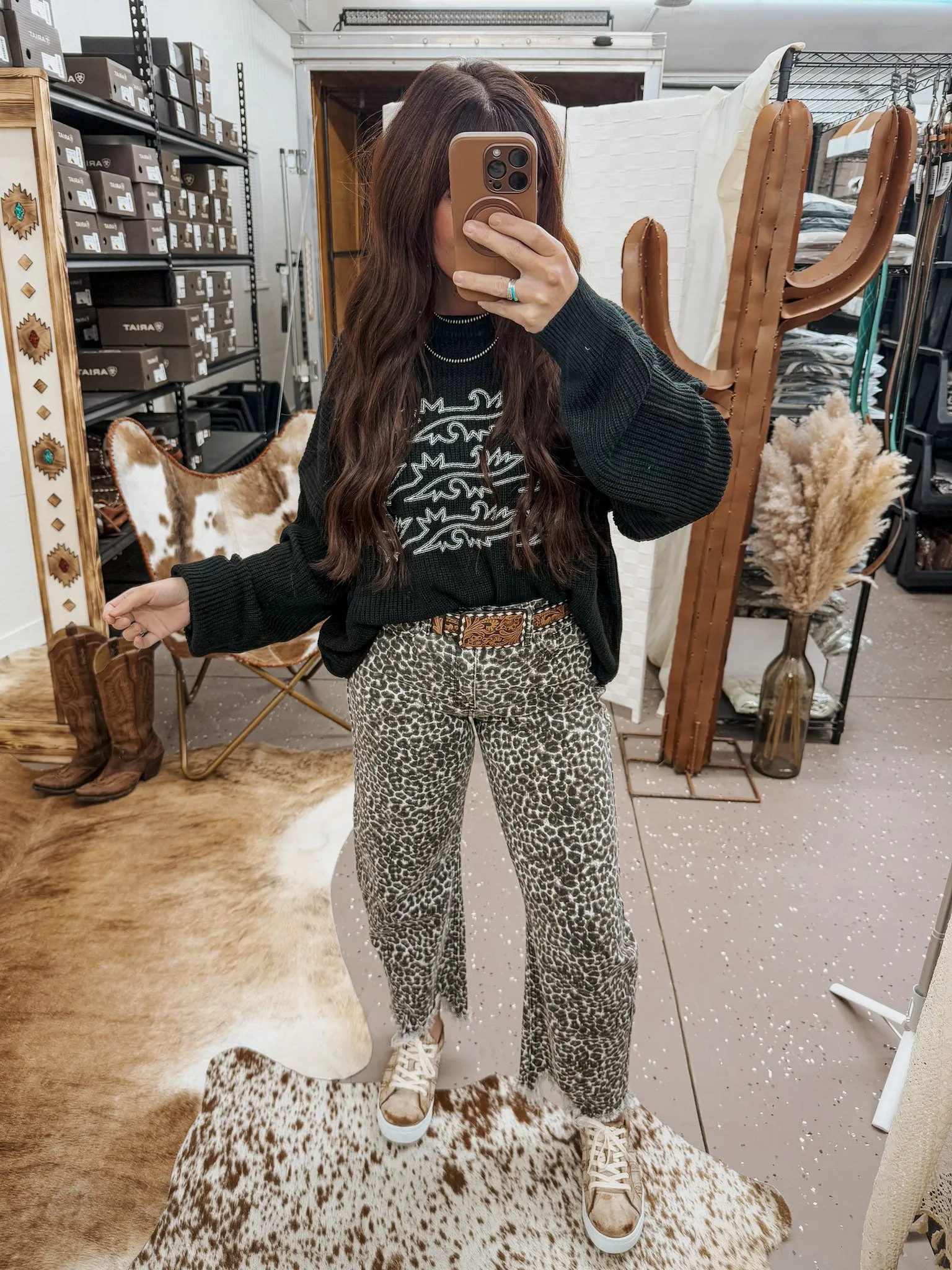 Leopard Barrel Jeans